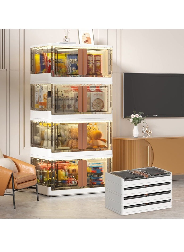 عربست خزانة تخزين، صناديق تخزين بلاستيكية قابلة للتكديس سعة 25 جالون مع أغطية لمنظمي الخزائن وأرفف التخزين، حاويات تخزين قابلة للطي صناديق تخزين لغرفة المعيشة والمطبخ وغرفة النوم - Image 1