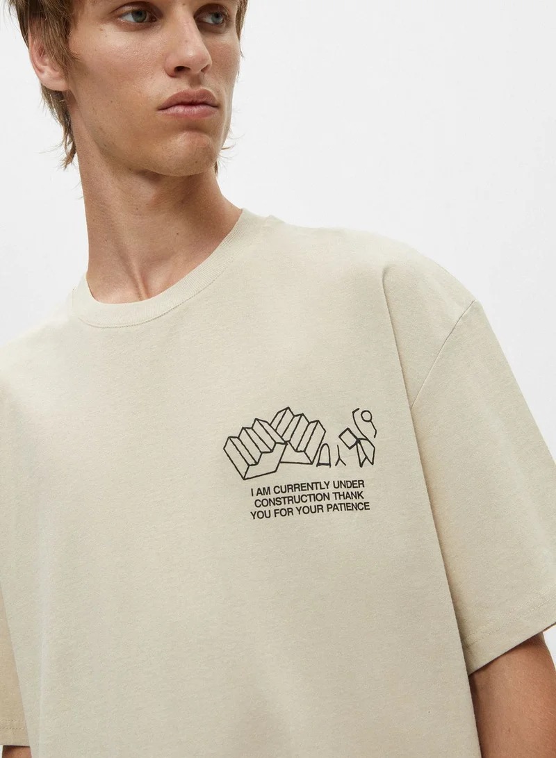 PULL&BEAR Short sleeve Under construction graphic T-shirt