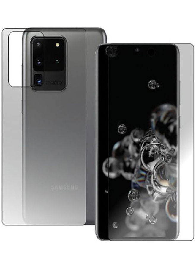 نيبمينينت لاصقة حماية للشاشة أمامية وخلفية 3 في 1 من الجيلاتين لهاتف سامسونج جالاكسي S20 ألترا بلون غير لامع مع شاشة نانو زجاجية شفاف