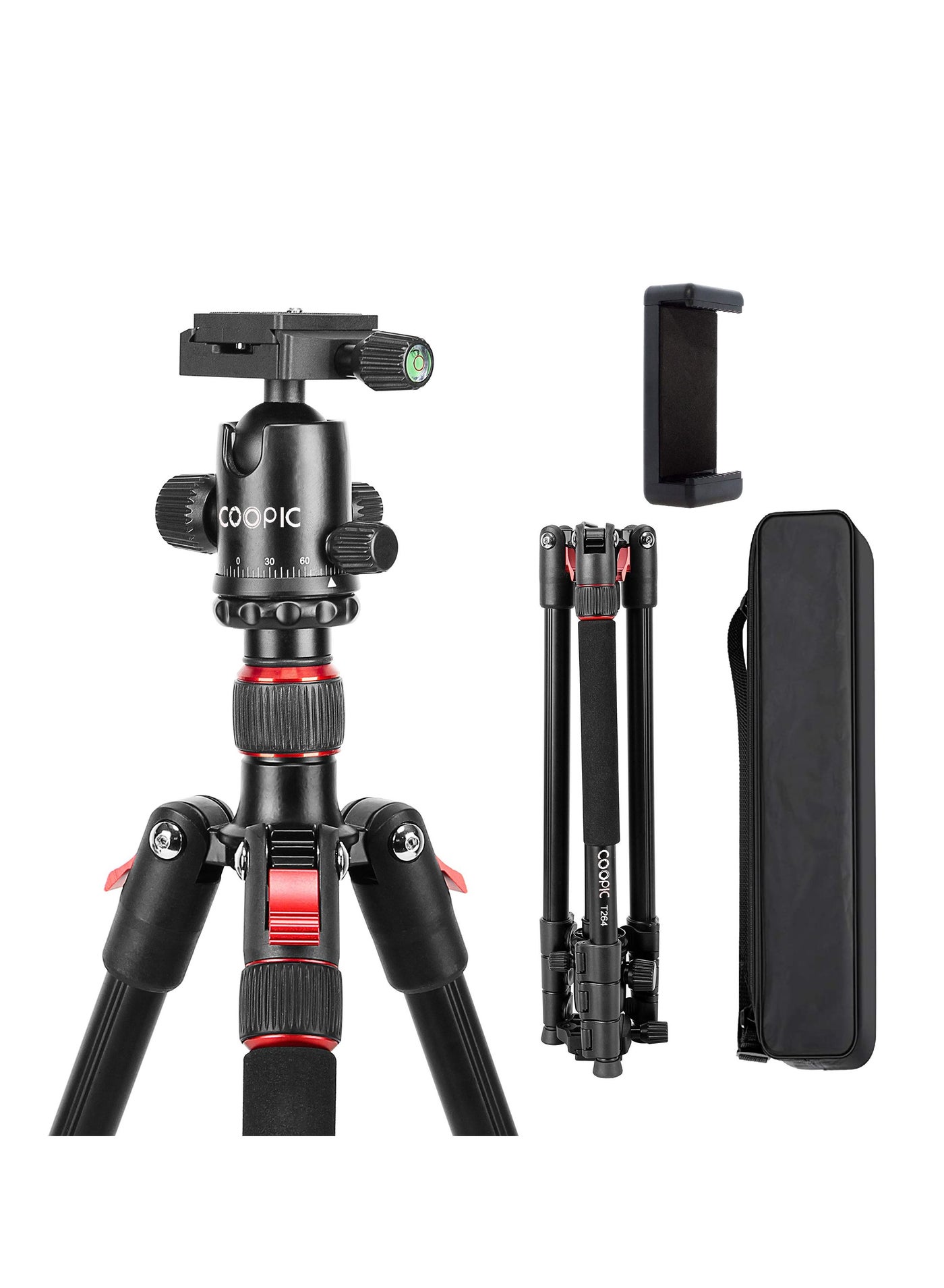 Coopic T264 Portable Lightweight 2in1 Tripod and Monopod with Tripod bag and Mobile holder used for SLR DSLR Cameras Max Load 5kg