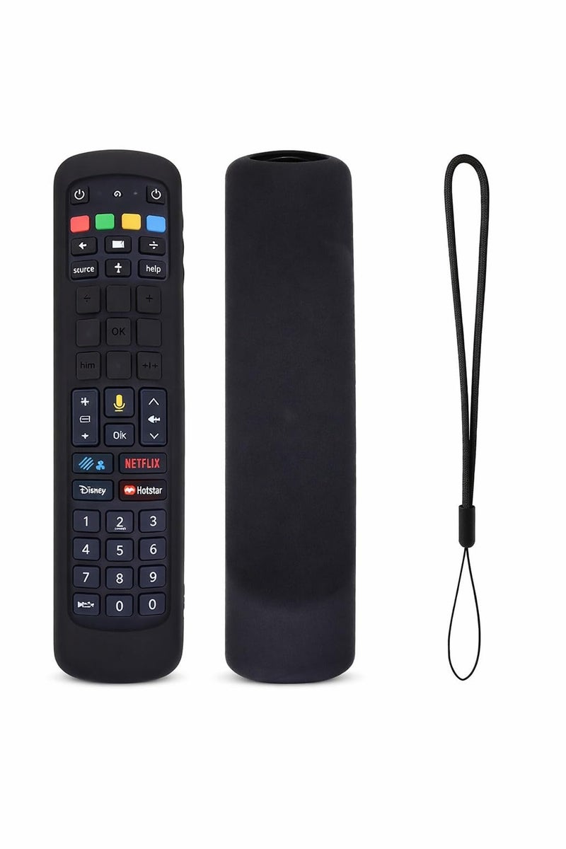 SUPREME E-COMMERCE Silicone TV Remote Cover 'Compatible with' Jio Tv Remote Protective Case with Lanyard (Black) [Remote NOT Included] - Image 1