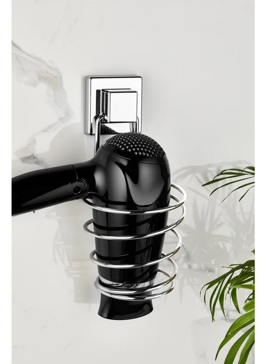 BarkoFix Blow Dryer Holder Adhesive Hair Dryer Hanger Chrome Blow Dryer Blow Dryer Hanger Blow Dryer Hanger