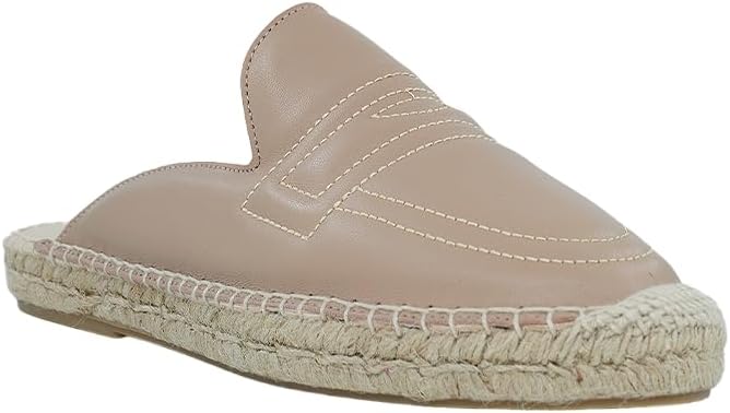 HUSH PUPPIES Nude Leather Espadrille Slippers - Image 1