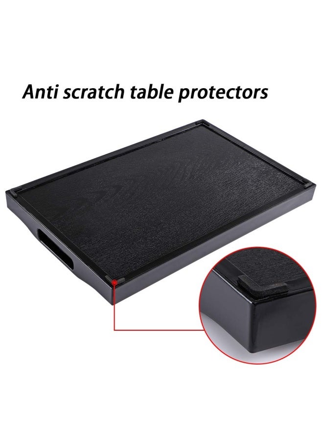 MDLUU MDLUU Plastic Serving Tray Ottoman Tray with Cutout Handles Rectangle Butler Tray for Breakfast in Bed Coffee Table Decor Party Black  - Image 4