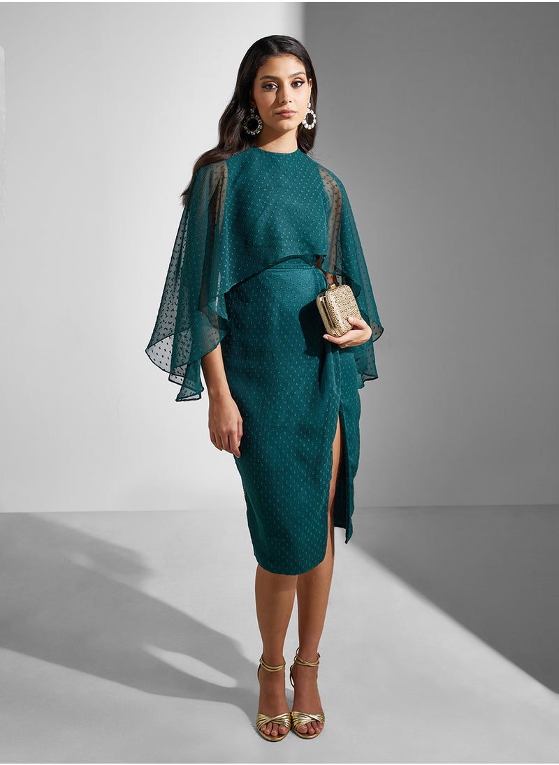 Amelia Rose Flared Sleeve Pencil Midi Dress  - Image 1