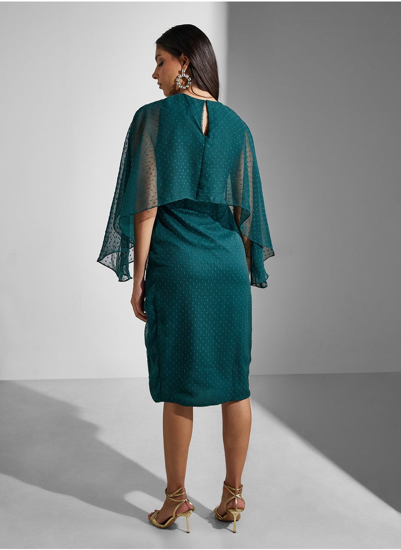 Amelia Rose Flared Sleeve Pencil Midi Dress  - Image 2