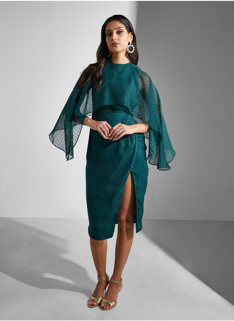 Amelia Rose Flared Sleeve Pencil Midi Dress  - Image 4