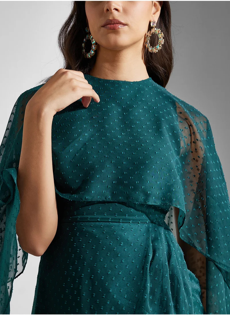 Amelia Rose Flared Sleeve Pencil Midi Dress