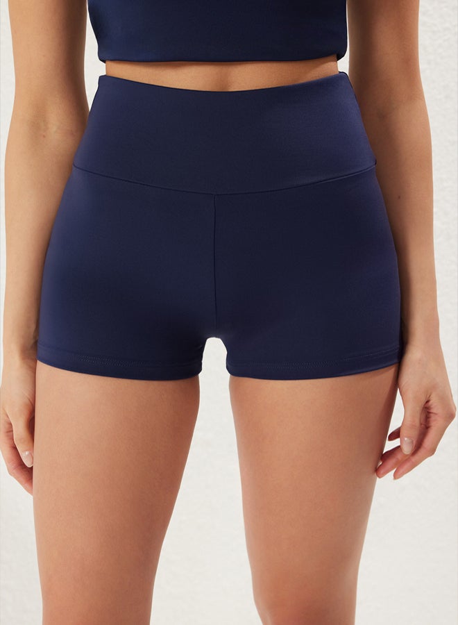trendyol Navy Blue Brushed Soft Fabric Knitted Sports Extra Shorts/Short Leggings - Image 5