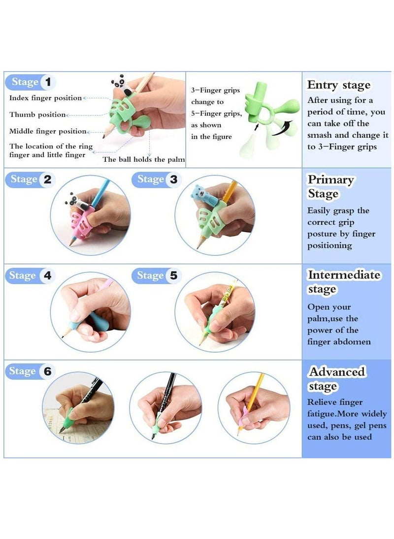 HomarKet - 15-Piece Pencil Grips for Kids Handwriting Multicolour - Image 1