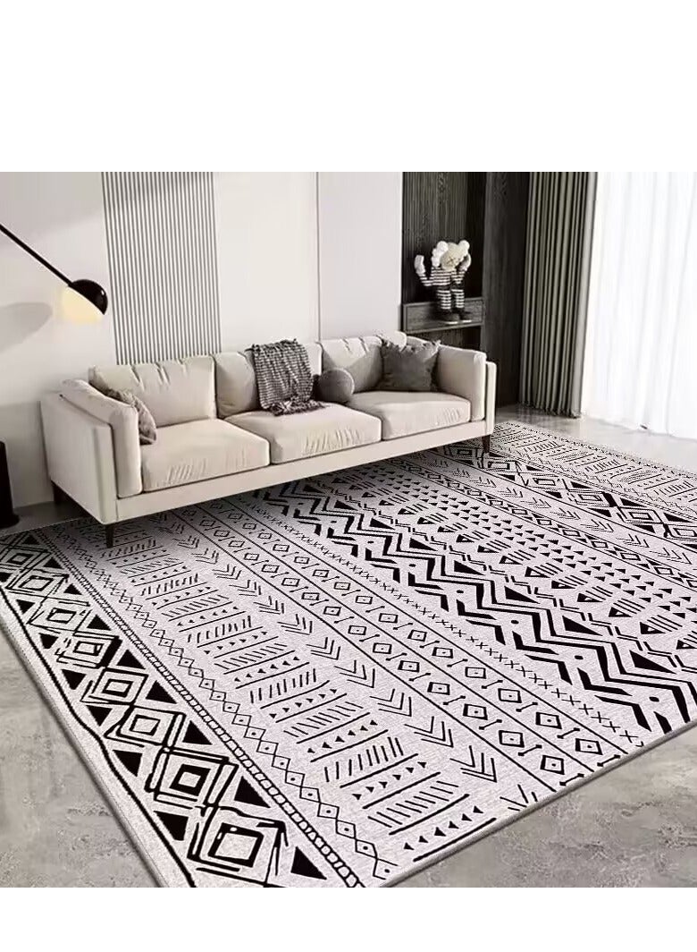 Aralifes Printed Floor Carpet Polypropylene Off White/Black 140x200cm  - Image 4