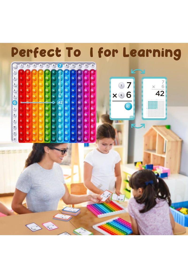 null - JoyCat Multiplication Flash Cards + Pop Fidget Chart- 156 Hole Punched Math Game Flash Cards for Kids Ages 8 and Up, Times Table Multiplication Flash Cards - Image 1