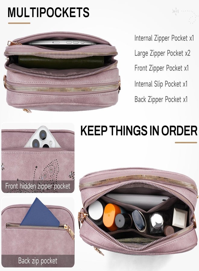 KITEVIUN Crossbody Purse for Women Vegan Leather Small Crossbody Bags with Adjustable Strap Multiple Pockets, 4-white-brown, Small, Classic - Image 3