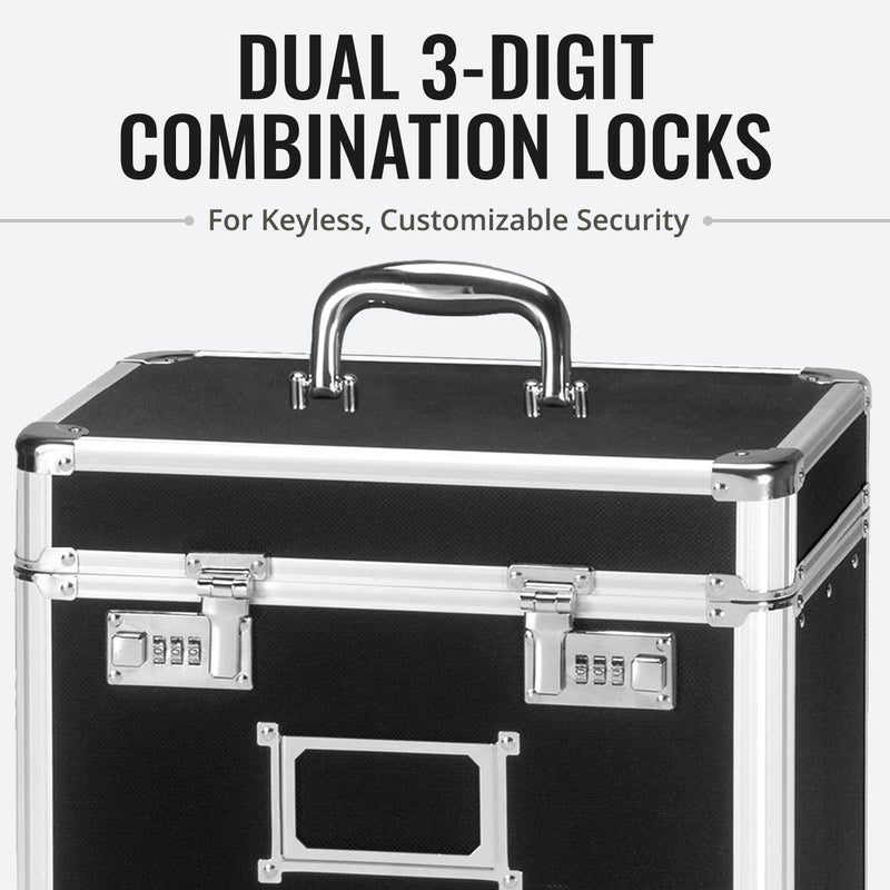 Vaultz Locking File Organizer Box - 13.5 x 13.25 x 10.5 Inch Large, Portable Locking Storage Box for Filing Letters & Documents w/Combination Lock, Black - Image 5