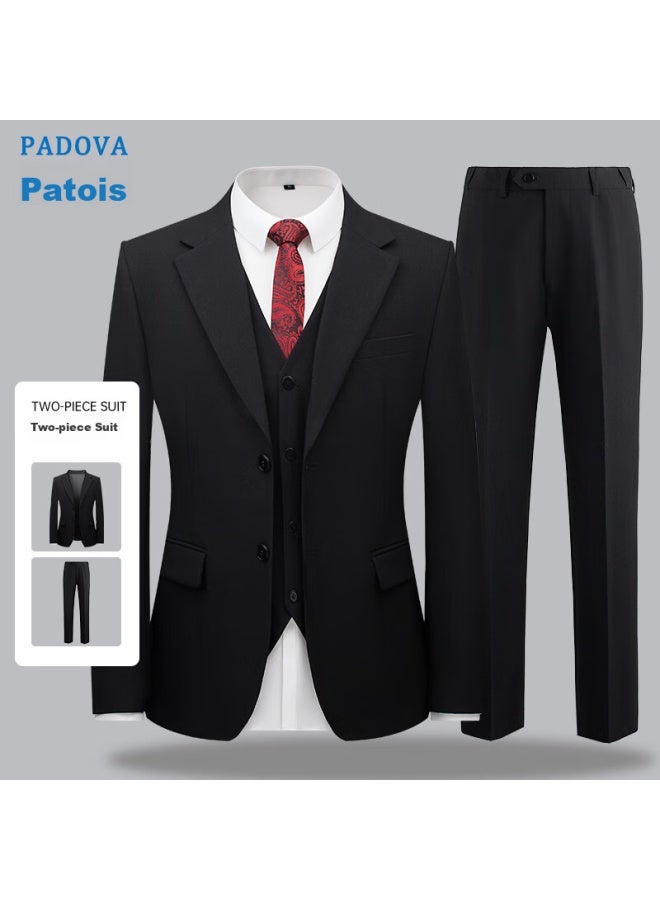 Patova Patuowasi Men's Suit Set, Slim Fit Professional Formal Wear, Men's Business Suit, Small Suit For Weddings, Black, XL - Image 1