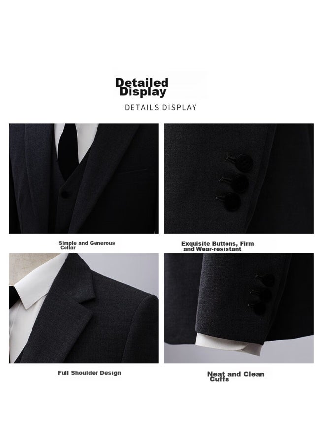 Patova Patuowasi Men's Suit Set, Slim Fit Professional Formal Wear, Men's Business Suit, Small Suit For Weddings, Black, XL - Image 3