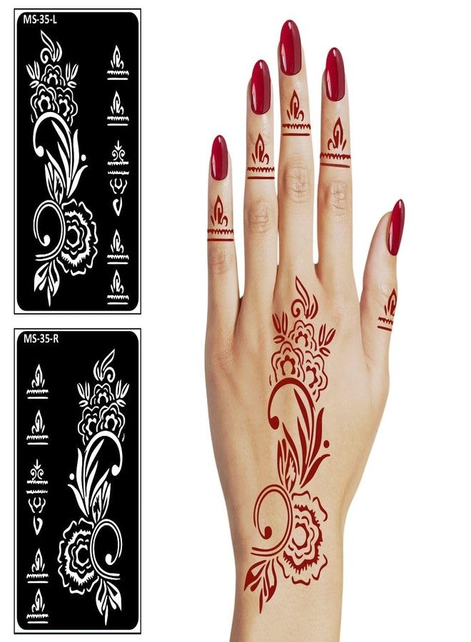 VANVATI Henna Design for Girls and Women, Great for Festivals, Weddings Mehndi Stencil Sticker One Set For Both Hand | Easy To Apply Stencil Mehndi Sticker Perfect For Weddings, Parties And any Occasion - Image 5