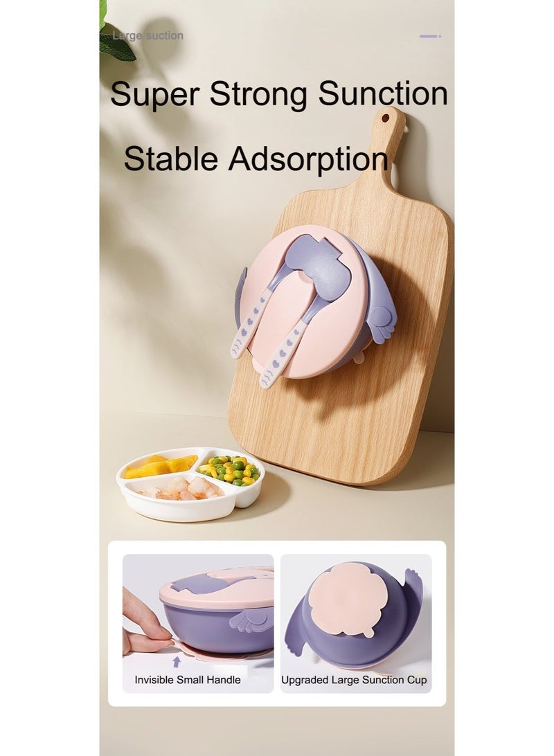 Baby Feeding Set, Baby Bowls With Suction,Spoon And Fork Set, BPA-Free Baby Food Bowls, Suction Bowls For Baby And Toddler Bowl（Pink) - Image 5