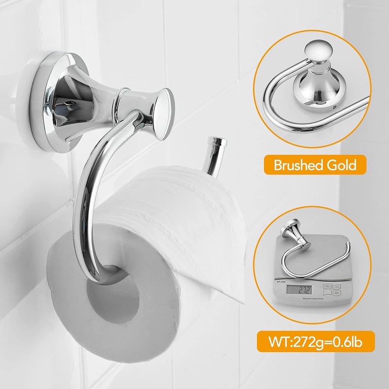 BESy Polished Chrome Toilet Tissue Paper Holder Polished Chrome Bathroom Accessories Toilet roll Paper Hanger, Wall Mounted, Rustproof - Image 5