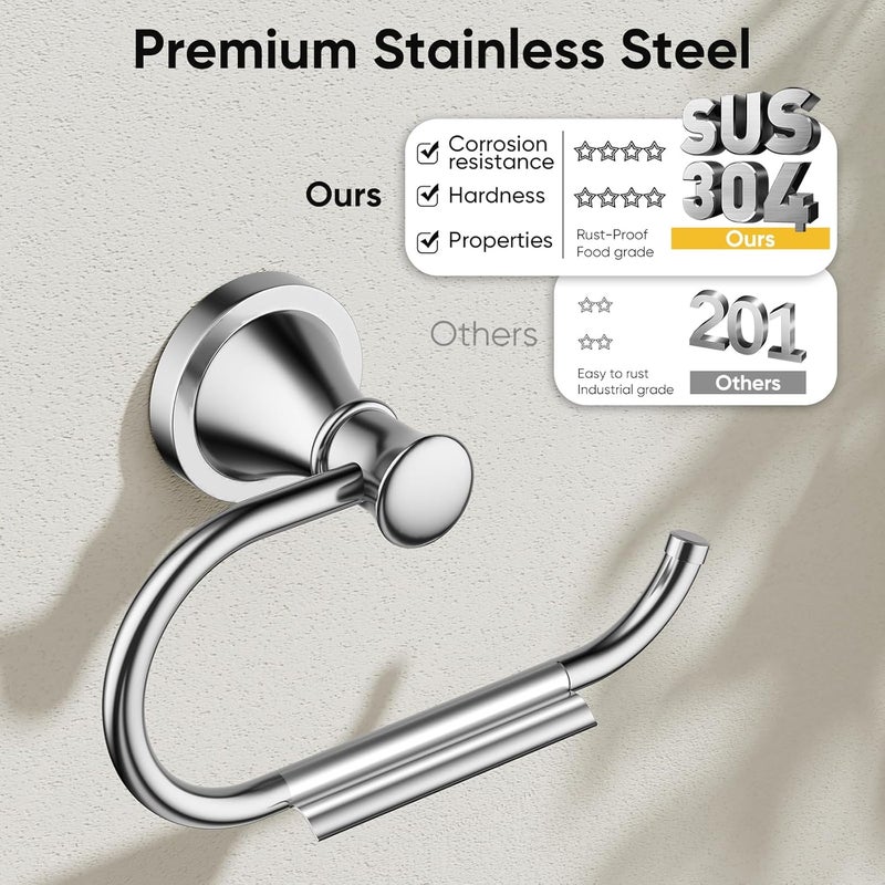 BESy Polished Chrome Toilet Tissue Paper Holder Polished Chrome Bathroom Accessories Toilet roll Paper Hanger, Wall Mounted, Rustproof - Image 4