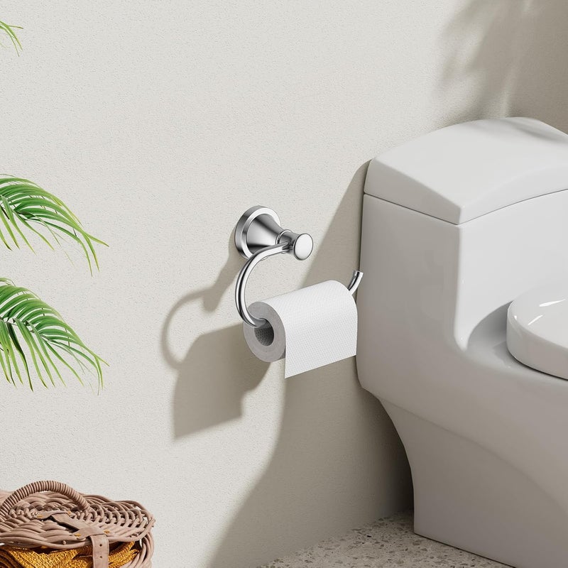 BESy Polished Chrome Toilet Tissue Paper Holder Polished Chrome Bathroom Accessories Toilet roll Paper Hanger, Wall Mounted, Rustproof - Image 2