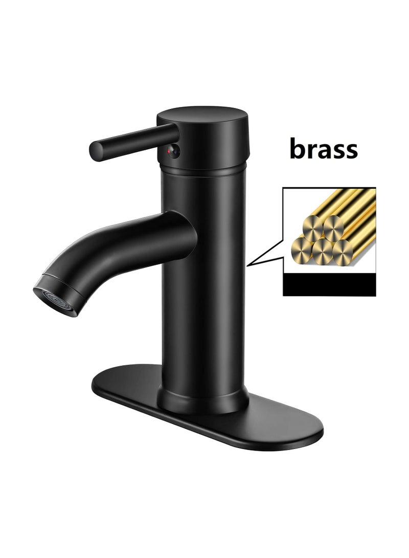 Bukela Black Bathroom Faucet, Single Hole Bathroom Sink Faucet, Matte Black Single Handle Vanity Basin Faucet Modern Farmhouse RV Bathroom Faucet with Pop-up Drain for 1 Hole or 3 Holes (Black, Short) - Image 5