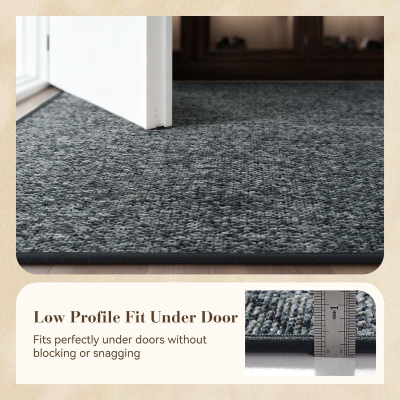 MontVoo Door Mat Indoor Entrance Doormat, Absorbent Durable Rubber Non Slip Front Door Mat for Inside Entry Entryway Dirt Trapper Welcome Mat, Darkgrey 17''x30'' - Image 4