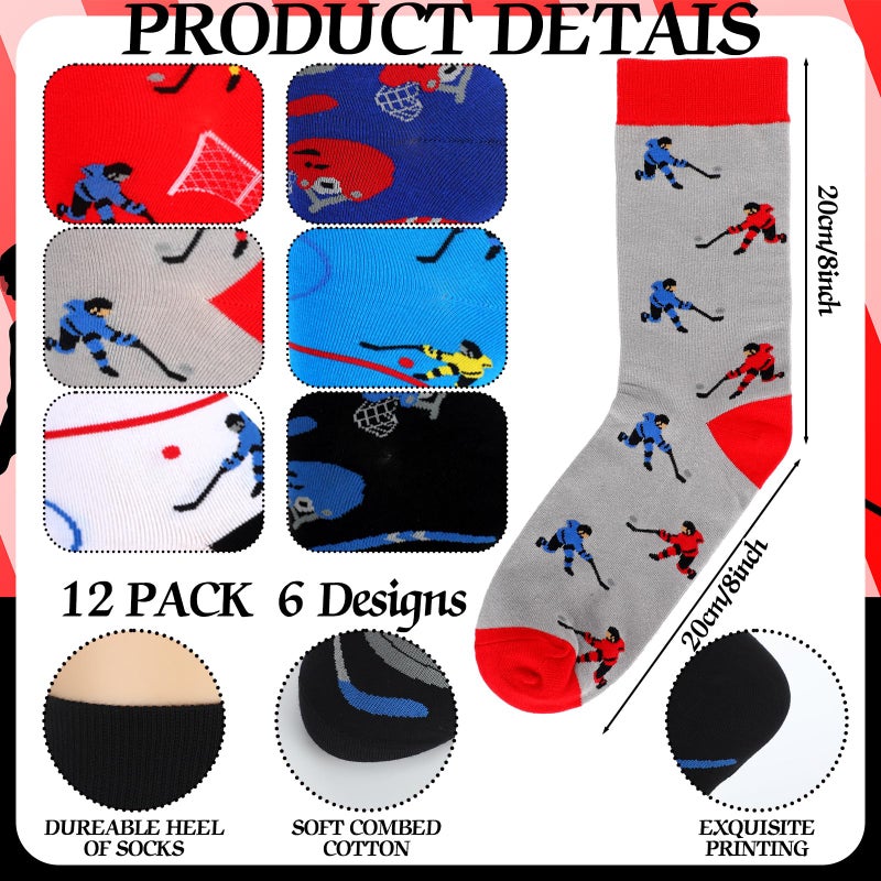 Xaatren 12 Pairs of Hockey Stockings Novelty Socks Boys Sports Hockey Ball Novelty Socks Gifts for Kids (Medium) for 8-12 Men Women Teens (Medium) - Image 3