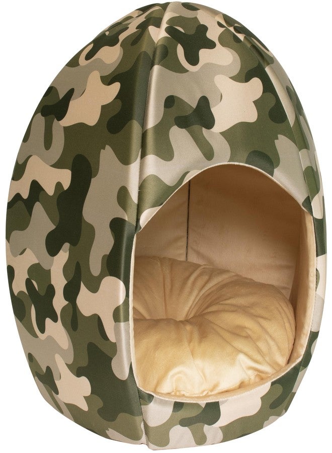 Maccabi Art Light Green Camouflage Animal House - Camoflage Themed Pet Bed - Fits Small Dogs, Puppies, Cats - Pillow Insert with Plush Lined Interrior, Non-Slip Igloo Design - 16 x 18 x 16 - Image 4