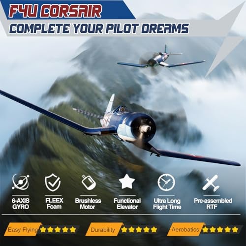 LEAMBE طائرة LEAMBE بدون فرش 4 قنوات F4U Corsair 500 مم طائرة تحكم عن بعد مقاتلة RTF مع جيروسكوب 6 محاور 3 أوضاع للألعاب البهلوانية للمبتدئين والبالغين - Image 5