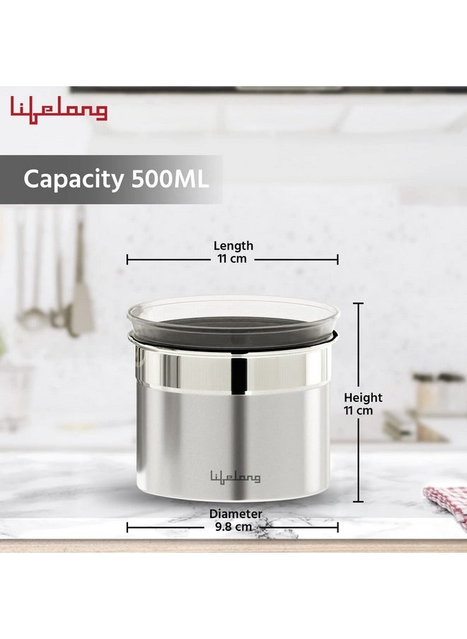 Lifelong Kitchen Storage Canisters (Set of 4) |See through lid | 500 ml each | LLCAN04 - pzsku/Z2C7252372592DDB5284AZ/45/_/1737721154/00674d5b-a7b1-44a8-8b57-e2b6de3aab64