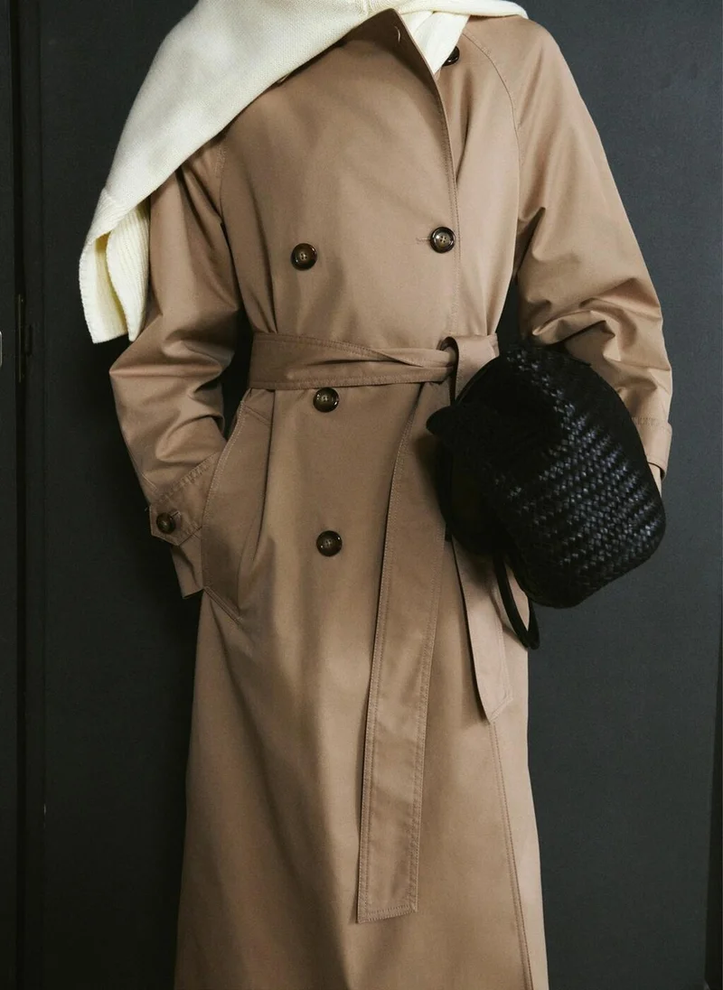 MANGO  Long double-breasted trench coat for Women | Best Price UAE