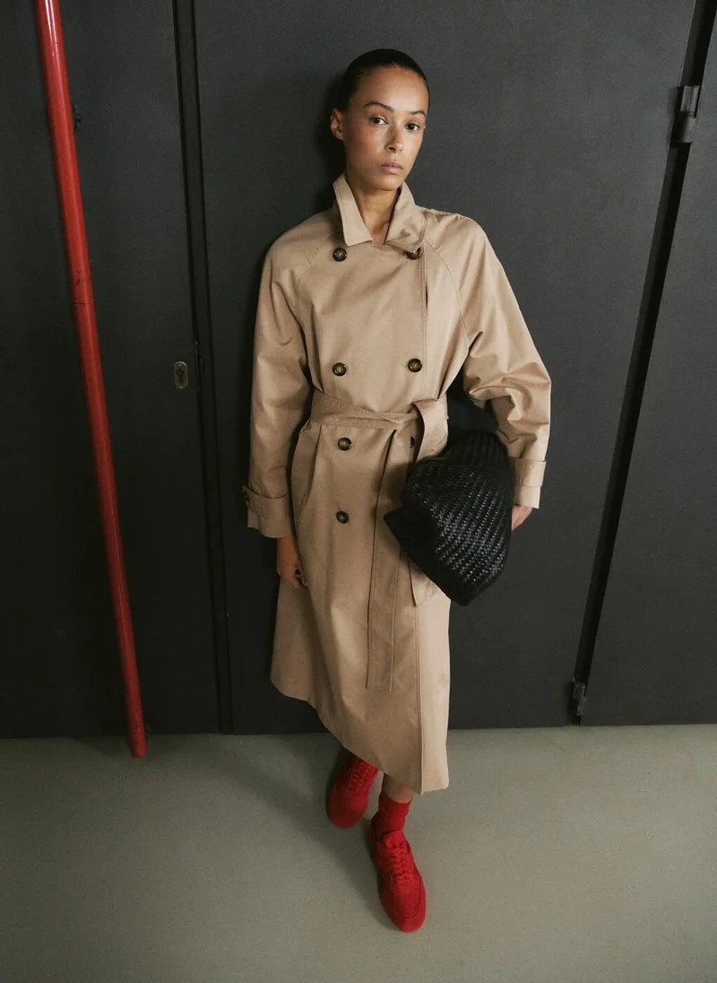 MANGO Long double-breasted trench coat