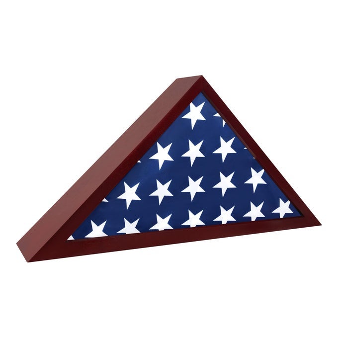 Ilot Flag Case for American Veteran Burial Flag Solid Wood Military Flag Display Case Funeral Flag Flag Shadow Boxes to Fit a Folded 5x95 American Flag with Polished Plexiglass