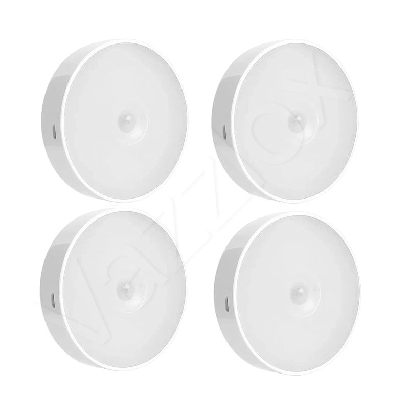 VazzLox Motion Sensor Light for Home (Pack of 4) with USB Charging Wireless Self Adhesive LED Body Induction Lamp Sensor Light for Wardrobe Lights with Sensor Night Light for Cupboard Stairs (Warm) - Image 1
