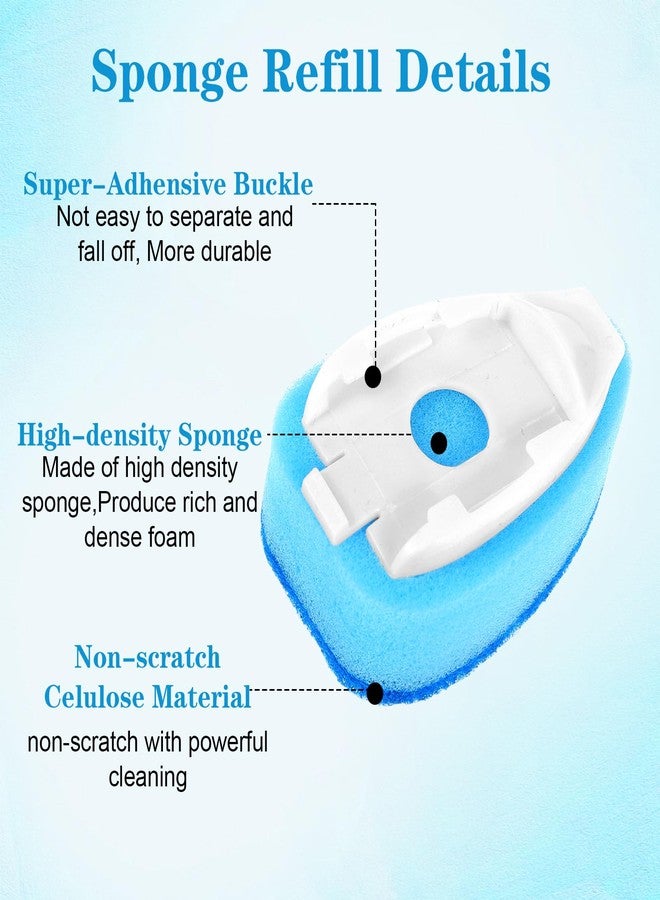 KFHENSOMR 6 Pcs Dishwasher Sponge Dishwand Refills Scrubber Sponges Non Scratch Head Replacement for Dish Wand Heavy Duty Scrub Dots Dispenser Scrubber Pads for Kitchen Cleaning Blue - Image 4