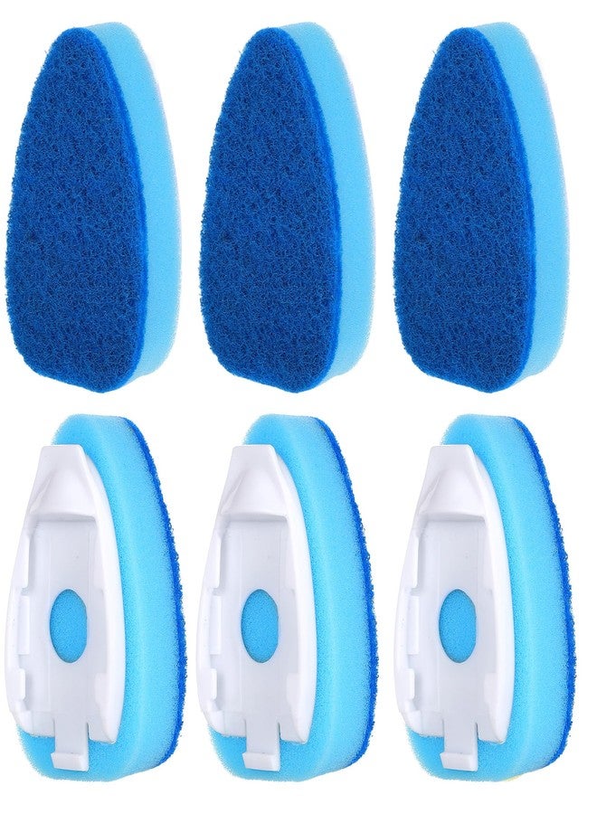 KFHENSOMR 6 Pcs Dishwasher Sponge Dishwand Refills Scrubber Sponges Non Scratch Head Replacement for Dish Wand Heavy Duty Scrub Dots Dispenser Scrubber Pads for Kitchen Cleaning Blue - Image 1