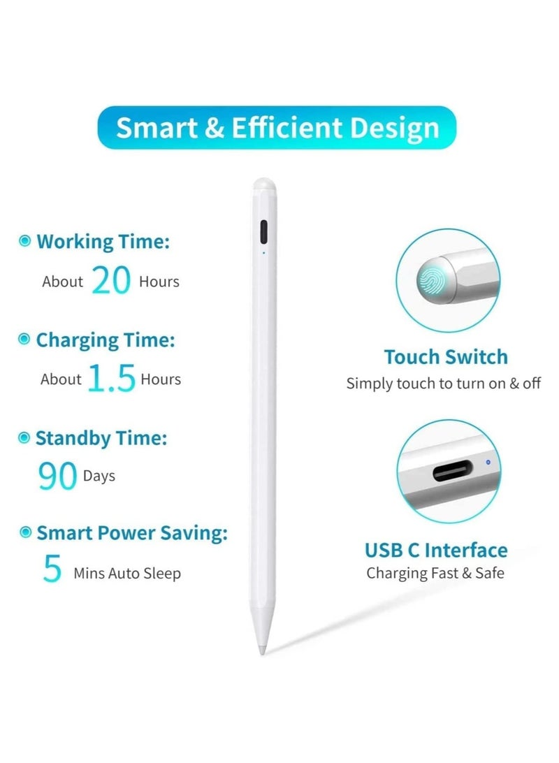 ELTRAZONE Stylus Pen for iPad 2018-2021 with Palm Rejection and 2 Nibs Active Pencil Compatible iPad Pro 11/12.9 Inch,iPad 6th/7th/8th Gen,iPad Mini 5th Gen,iPad Air 3rd Gen for Precise Writing/Drawing - Image 5