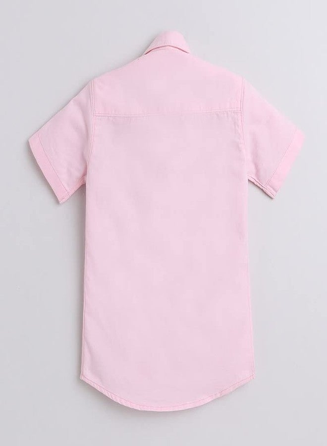 Polka Tots قميص معدني مطبوع "أبي بطلي" بأكمام نصفية من قطن بلون وردي - 18-24 شهر - Image 3