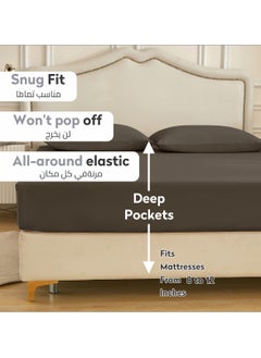 Donetella Bedding Fitted Sheet - Fits 90x190 Cm Bed For Single Bed 2 Pcs (1 Fitted Sheet and 1 Pillowcase) - 30 Cm Deep Pocket - Solid Bed Sheet  - Image 2