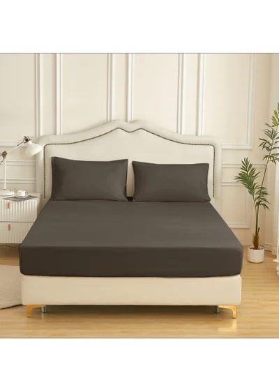 Donetella Bedding Fitted Sheet - Fits 90x190 Cm Bed For Single Bed 2 Pcs (1 Fitted Sheet and 1 Pillowcase) - 30 Cm Deep Pocket - Solid Bed Sheet