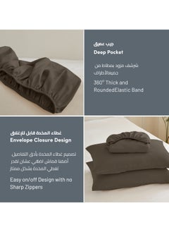 Bedding Fitted Sheet 2-Pcs Single Size Solid Bed Sheet Set Fits(90x190CM) With Pillowcases And 30 CM Extra Deep Brushed Microfiber Bed Sheet,Charcoal Grey - pzsku/Z2C726ABE837572283F17Z/45/_/1724400043/b3355ef3-2767-4d4e-808a-9814d1259973