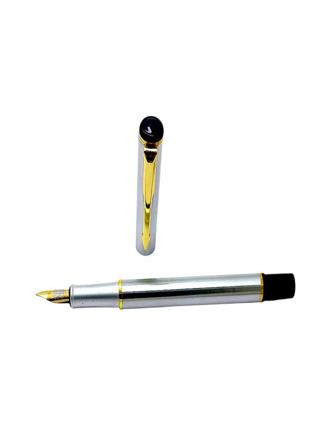 auteur 801 Chrome Finish Fountain Ink Pen & Roller Ball Pen With Golden Arrow Clip Stunning Luxury Best Pen Gift Set For Men & Women Professional Executive Office, Nice Pens - Image 4