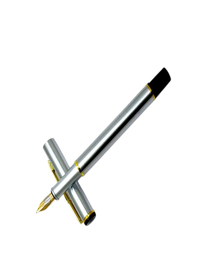 auteur 801 Chrome Finish Fountain Ink Pen & Roller Ball Pen With Golden Arrow Clip Stunning Luxury Best Pen Gift Set For Men & Women Professional Executive Office, Nice Pens - Image 5