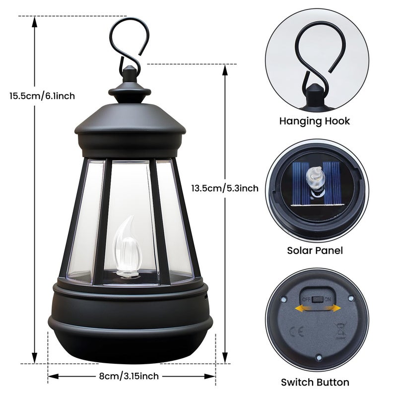 Babineto 2 Pack Mini Solar Lantern Lights Replacement Parts for Outdoor Statue,Waterproof Solar Hanging Lights Decorative Garden Decor, Warm White - Image 3