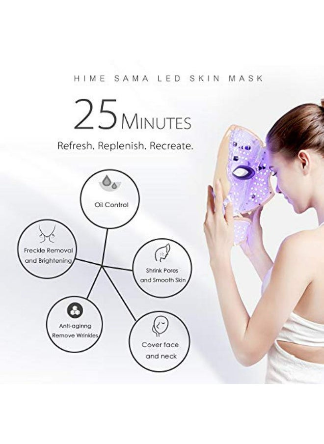 HIME SAMA - HIME SAMA Led Skin Mask, Pro 7 Color Led Face Mask Skincare for Face and Neck, Facial Care Mask & Optical Cosmetic Mask Portable for Home and Travel Use - Image 1