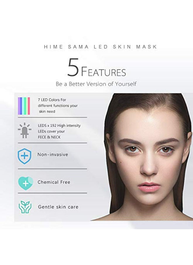 HIME SAMA - HIME SAMA Led Skin Mask, Pro 7 Color Led Face Mask Skincare for Face and Neck, Facial Care Mask & Optical Cosmetic Mask Portable for Home and Travel Use - Image 1