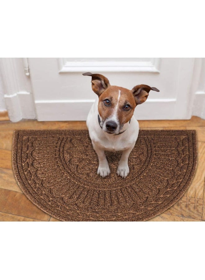 Mibao Half Round Door Mat, 24" X 36", Outdoor Door Mats, Half Round Rug, Front Door Mats Outdoor, Outdoor Welcome Mats For Front Door, Half Moon Outdoor Mat, Indoor/Outdoor Mats Waterproof, Coffee  - Image 3