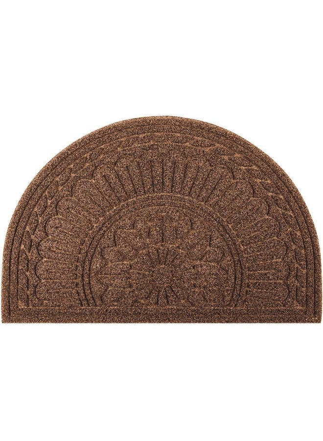 Mibao Half Round Door Mat, 24" X 36", Outdoor Door Mats, Half Round Rug, Front Door Mats Outdoor, Outdoor Welcome Mats For Front Door, Half Moon Outdoor Mat, Indoor/Outdoor Mats Waterproof, Coffee  - Image 4