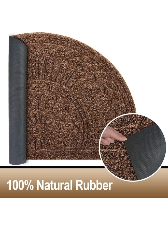Mibao Half Round Door Mat, 24" X 36", Outdoor Door Mats, Half Round Rug, Front Door Mats Outdoor, Outdoor Welcome Mats For Front Door, Half Moon Outdoor Mat, Indoor/Outdoor Mats Waterproof, Coffee  - Image 2